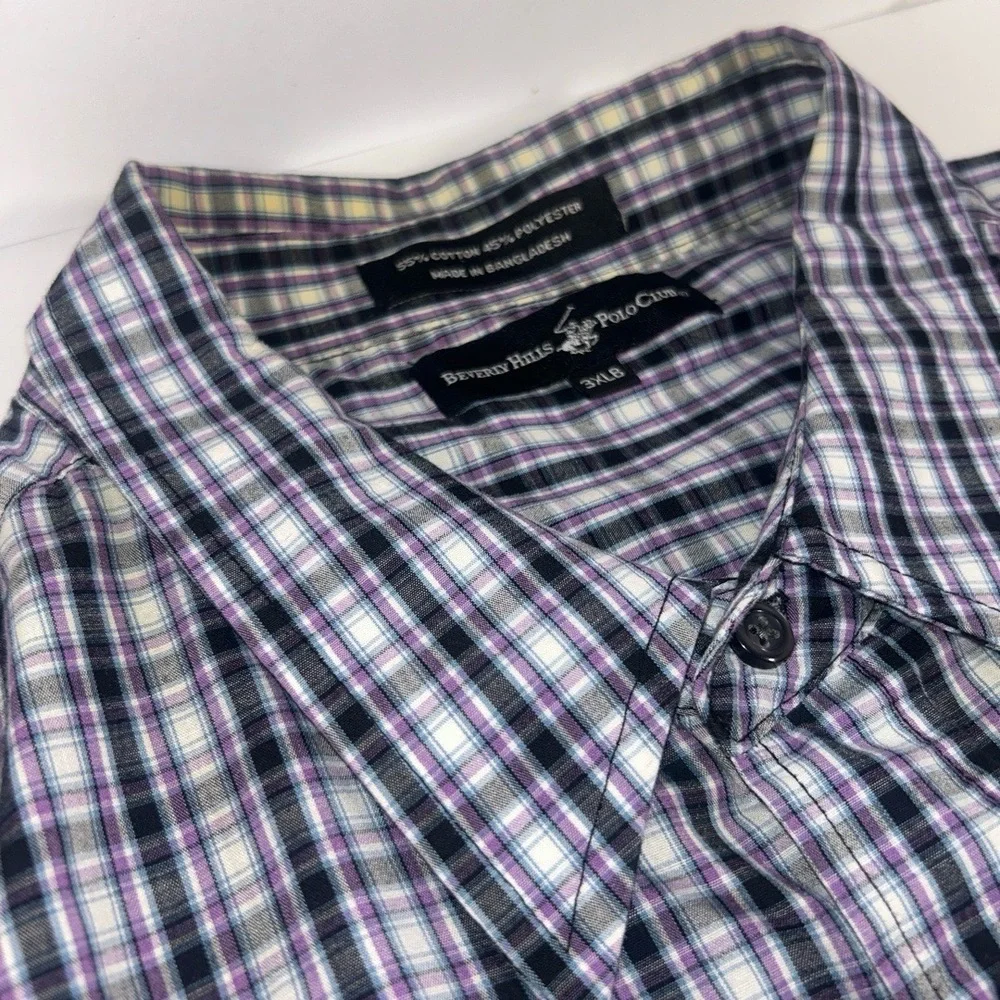Beverly Hills Police Club Mens Shirt Size 3XLB Plaid Long Sleeve Casual‎ - Picture 4 of 10